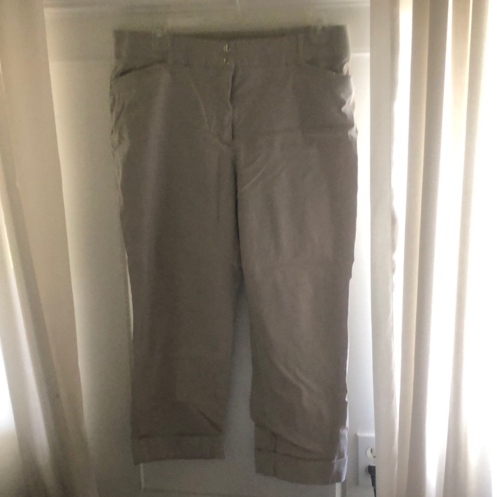 JM Collection Tan Elastic Waist Capris Size 12